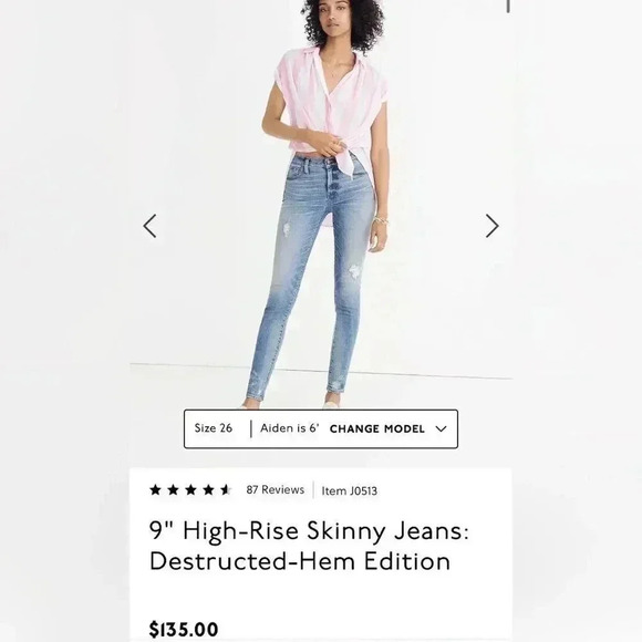 Madewell 9" High-Rise Skinny Jeans:
Destructed-Hem Edition - Picture 3 of 8